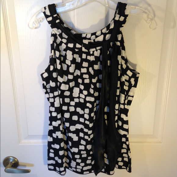 AB Studio Black and Off White Sleeveless Top Medium - Picture 1 of 2